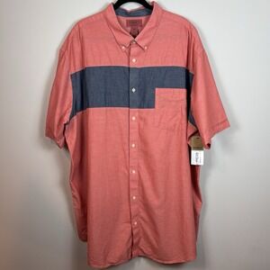 Foundry‎ Young Men's Shirt 3XL Tall Red Chambray Button Front Short Sleeve NWT